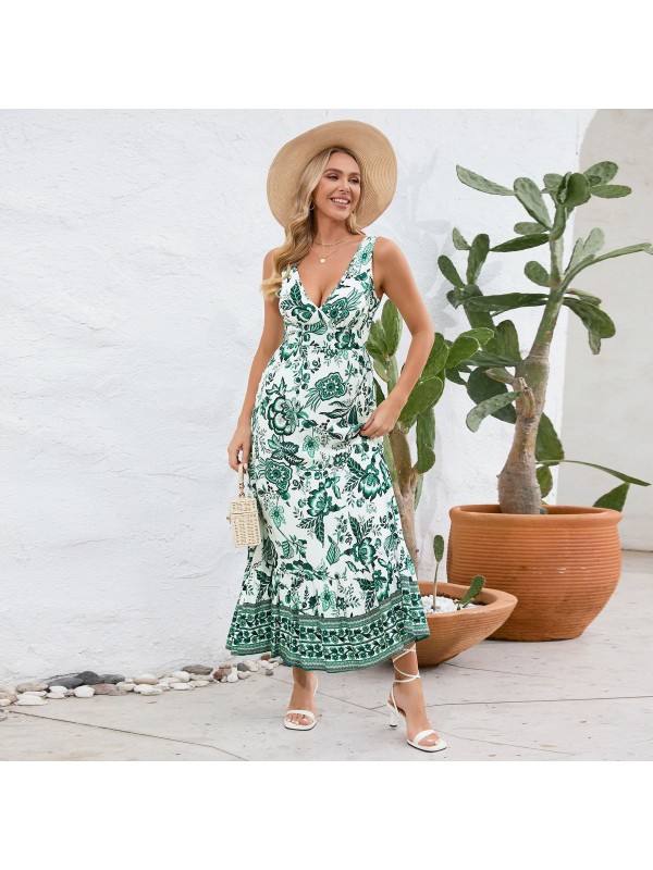 Fashion Floral green dress