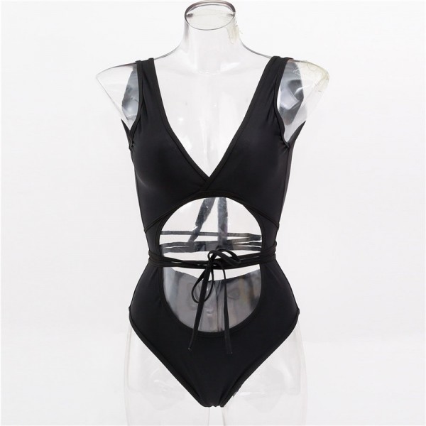 S-L Women Sexy Lace Up Hollow Out One-Pieces Swimwear