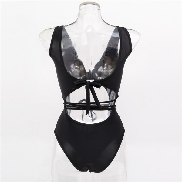 S-L Women Sexy Lace Up Hollow Out One-Pieces Swimwear