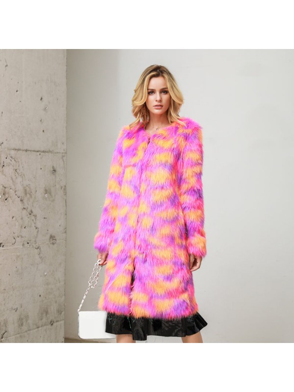 Women's Thickened Long Faux Fur Plush Coat