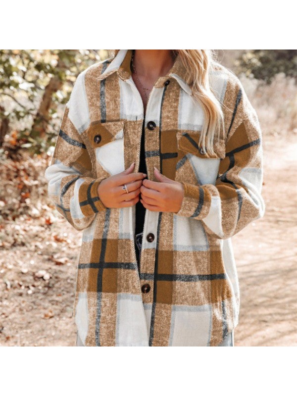 Cashmere Long Sleeve Plaid coat