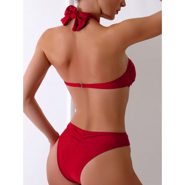 Women Sexy Solid Color One-Piece Swimsuit