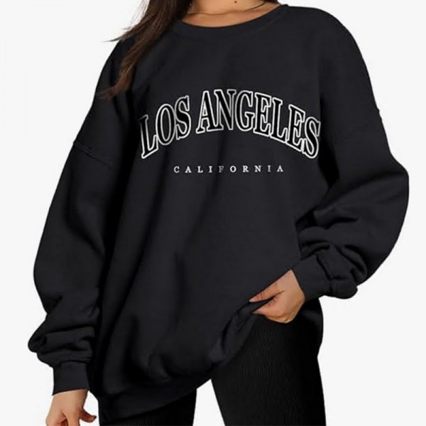 Women Casual Letter Print Loose Sweatshirt