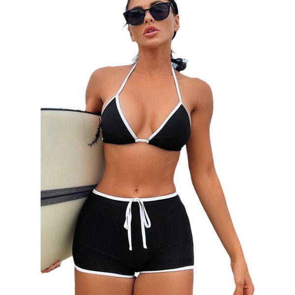 Summer Women Fashion Sexy Halter Neck Backless High Waist Swimsuit Set