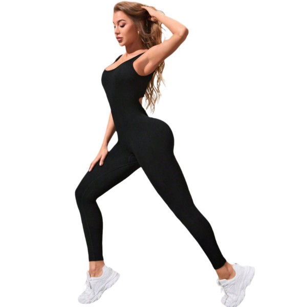 Women Fashion Solid Color Tight Sports Yoga Jumpsuits