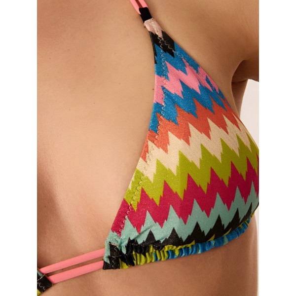 Women Sexy Wave Print Lace-Up Bikini