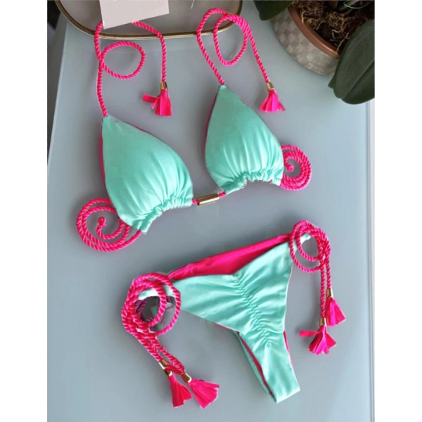 Women Sexy Contrast Strap Bikini