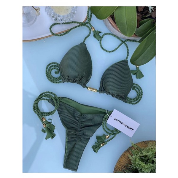 Women Sexy Contrast Strap Bikini