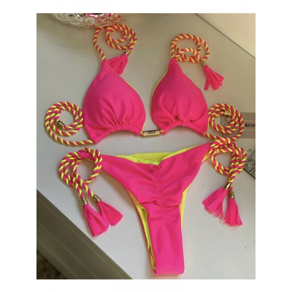 Women Sexy Contrast Strap Bikini