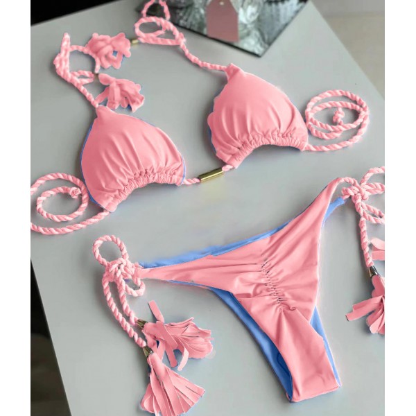 Women Sexy Contrast Strap Bikini