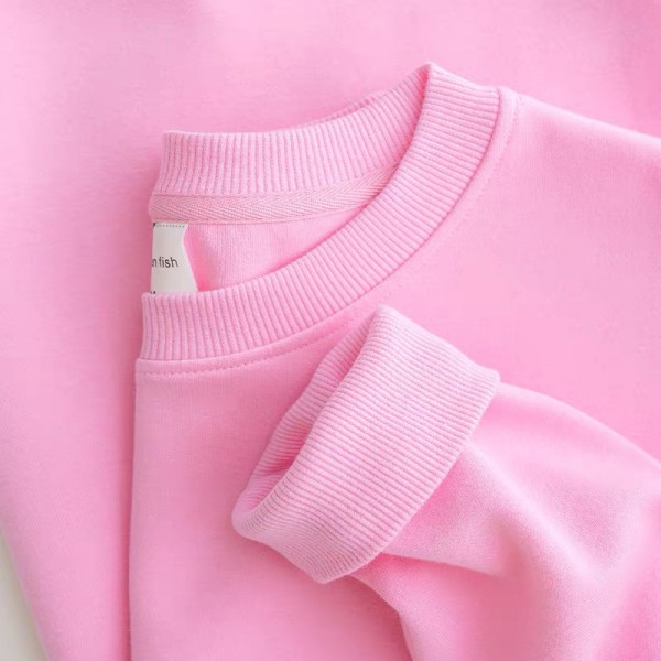 Women Fashion Casual Macaroon Candy Color Round Neck Long Sleeve Blank Sweatshirt