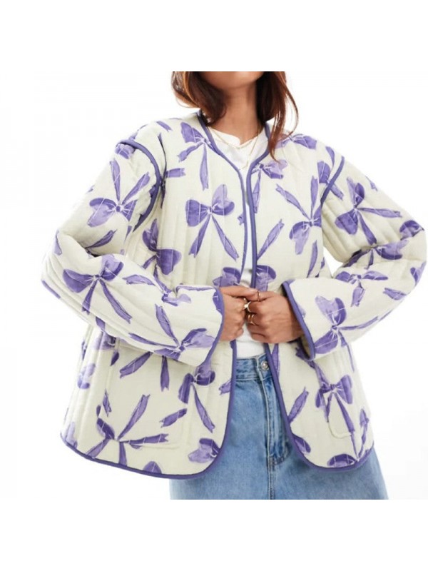 Women's Medium Purple Flower Coat