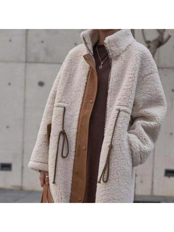 Lamb Wool Coat Thickened Korean Style Mid-length Cotton