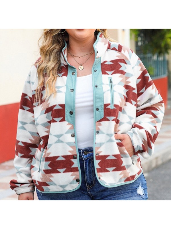 Women's Casual Loose Geometric Printed Jacket