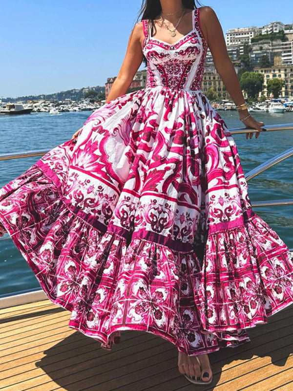 Stylish Printed pink vacation dress