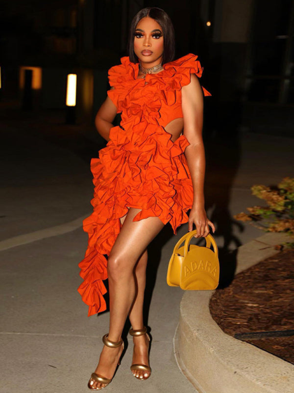 Glitter Charm orange evening dress